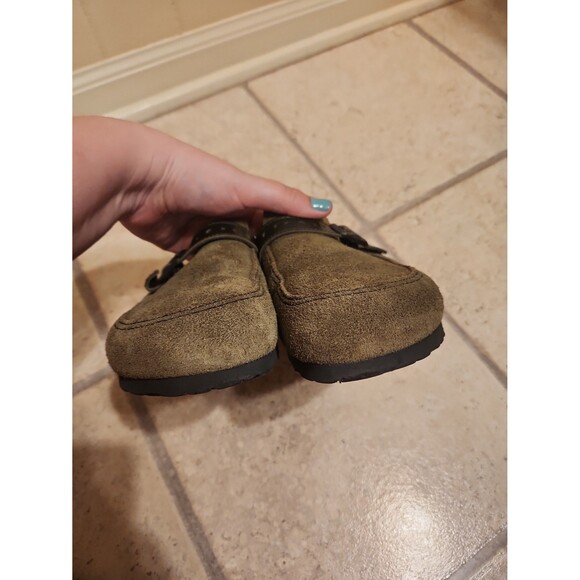 Birkenstock Women's "Eaton" Olive Green Suede Clog Mules Size 38 US 7.5 - Picture 4 of 10
